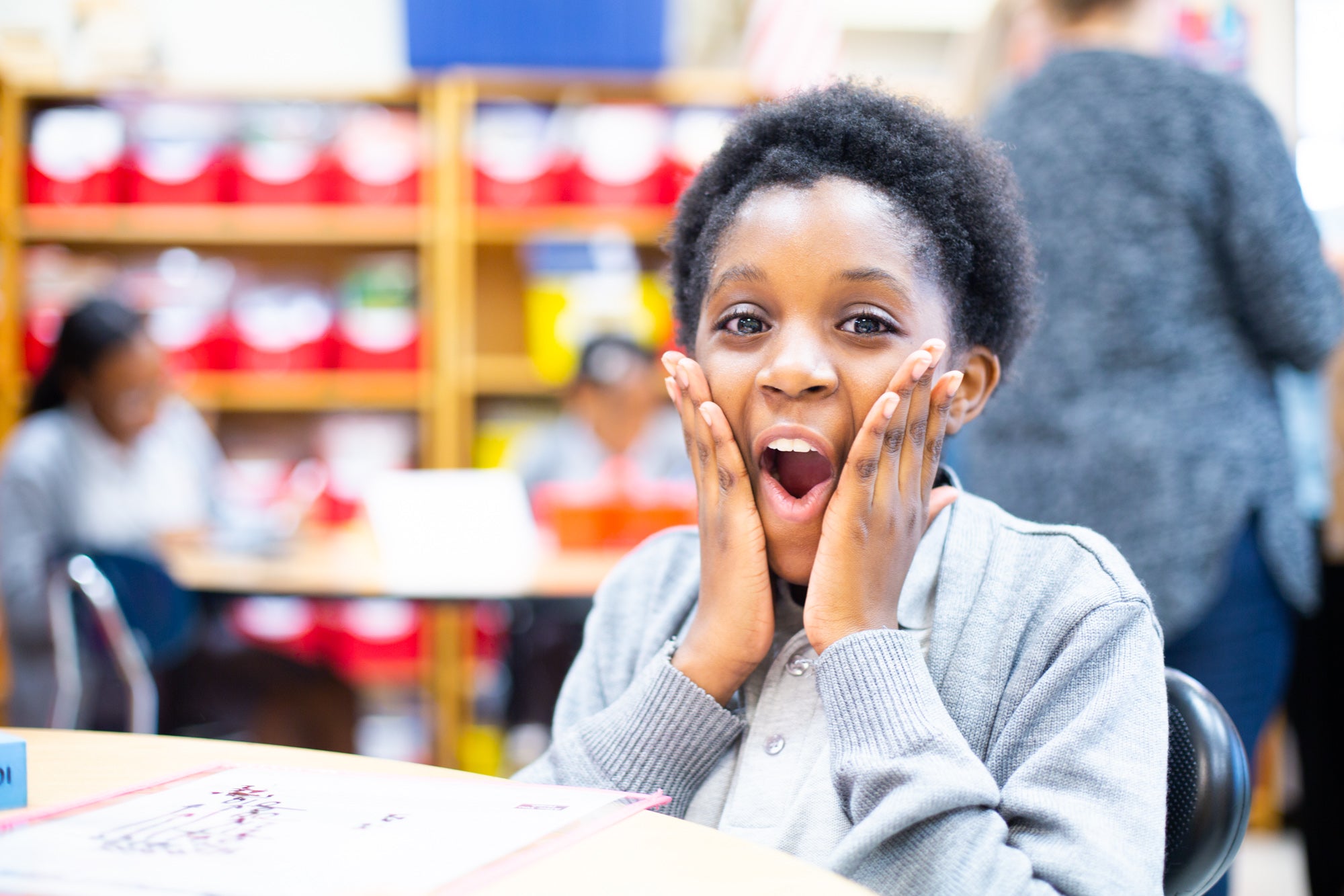 happy elementary age student